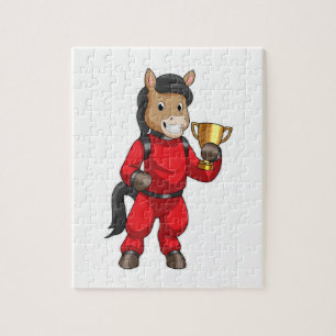 Paarden als Champion met trofee Legpuzzel