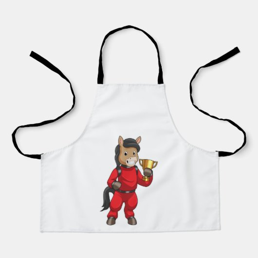 Paarden als Champion met trofee Schort (Voorkant)