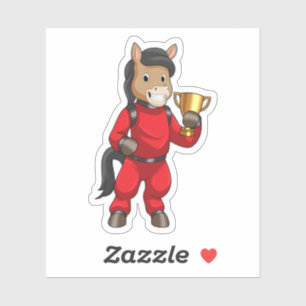 Paarden als Champion met trofee Sticker