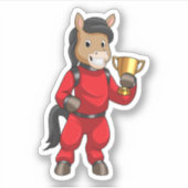 Paarden als Champion met trofee Sticker (Voorkant)
