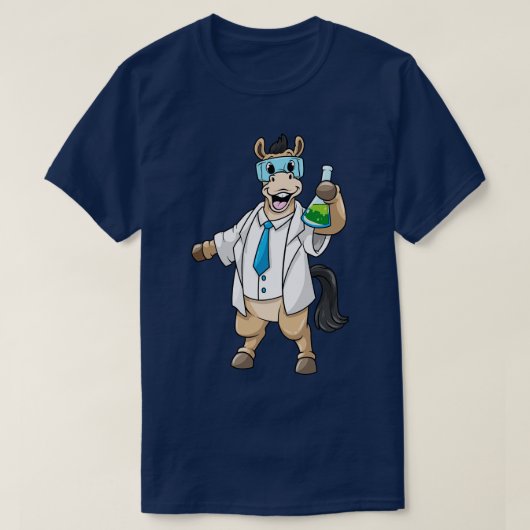 Paarden als chemicus met Goggles en Testbuis T-shirt (Design voorkant)