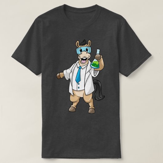 Paarden als chemicus met Goggles en Testbuis T-shirt (Design voorkant)