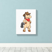 Paarden als Cowboy Canvas Afdruk (Insitu (Houten vloer))