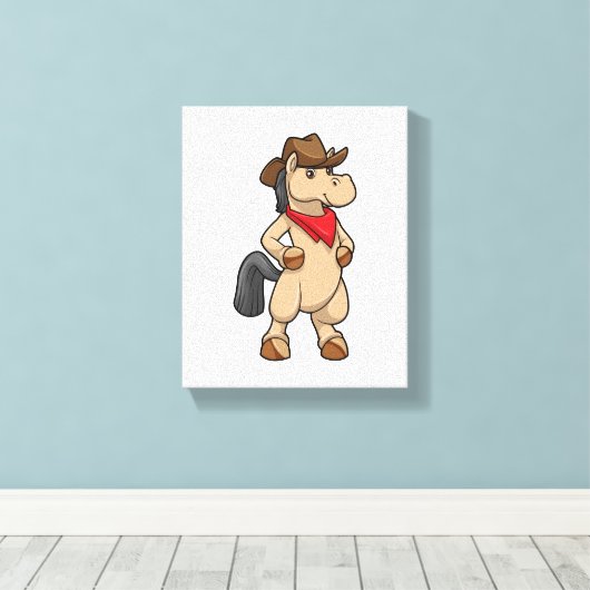 Paarden als Cowboy Canvas Afdruk (Insitu (Houten vloer))