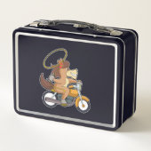 Paarden als cowboy met laso en motorfiets (Achterkant)