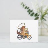 Paarden als cowboy met laso en motorfiets briefkaart (Staand voorkant)