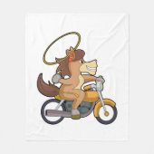 Paarden als cowboy met laso en motorfiets fleece deken (Voorkant)