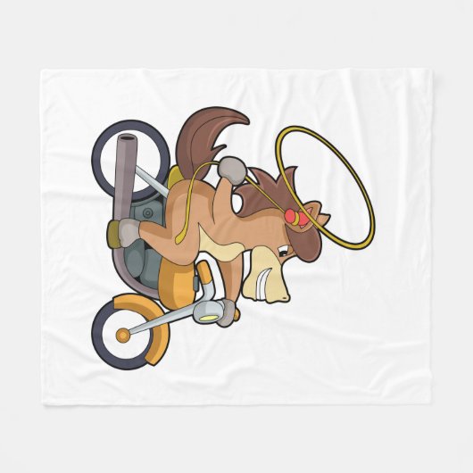 Paarden als cowboy met laso en motorfiets fleece deken (Voorkant (Horizontaal))