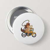 Paarden als cowboy met laso en motorfiets ronde button 7,6 cm (Voorkant /achterkant)