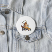 Paarden als cowboy met laso en motorfiets ronde button 7,6 cm (In situ)