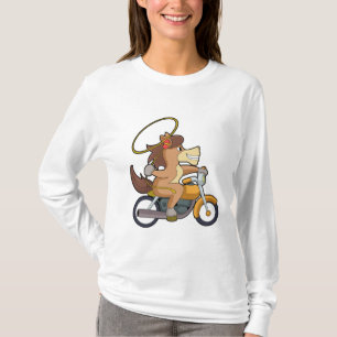Paarden als cowboy met laso en motorfiets t-shirt