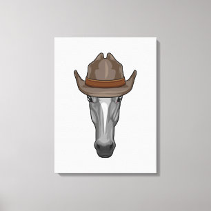 Paarden als cowboy met Pet Canvas Afdruk