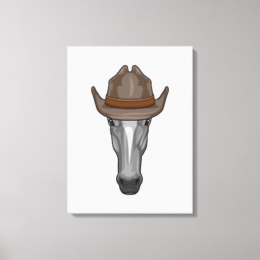 Paarden als cowboy met Pet Canvas Afdruk (Voorkant)