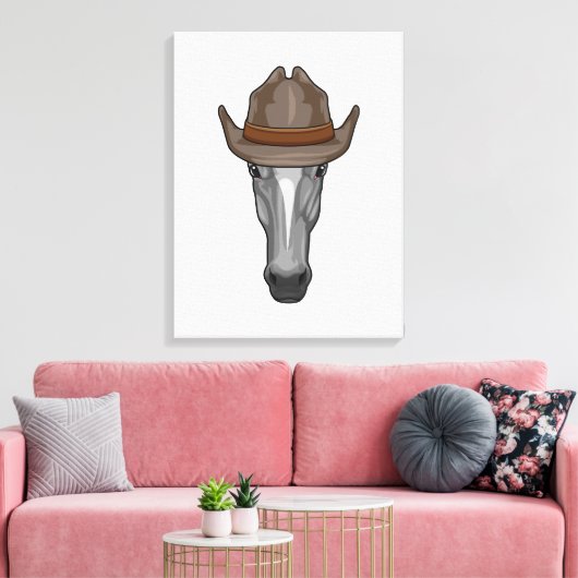 Paarden als cowboy met Pet Canvas Afdruk (Insitu (Woonkamer))