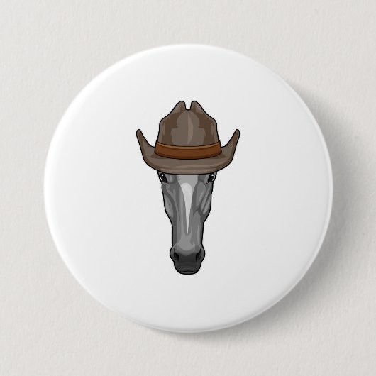 Paarden als cowboy met Pet Ronde Button 7,6 Cm (Voorkant)