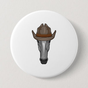 Paarden als cowboy met Pet Ronde Button 7,6 Cm