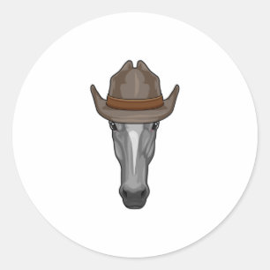 Paarden als cowboy met Pet Ronde Sticker