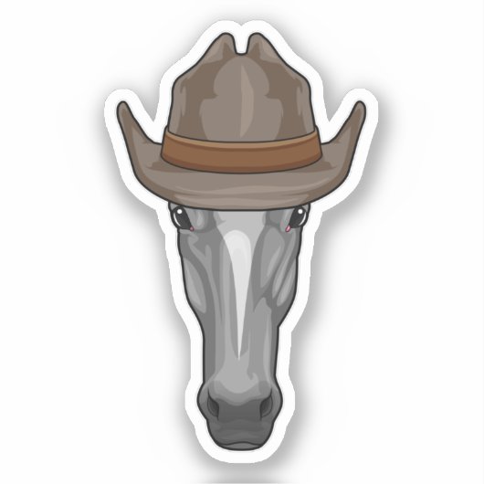 Paarden als cowboy met Pet Sticker (Voorkant)