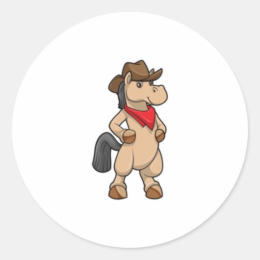 Paarden als Cowboy Ronde Sticker (Voorkant)