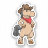 Paarden als Cowboy Sticker (Voorkant)