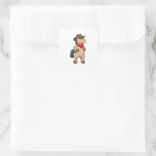 Paarden als Cowboy Vierkante Sticker (Tas)