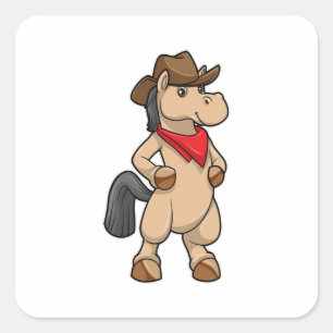 Paarden als Cowboy Vierkante Sticker
