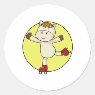 Paarden als gealigneerd skater en gealigneerde Sch Ronde Sticker
