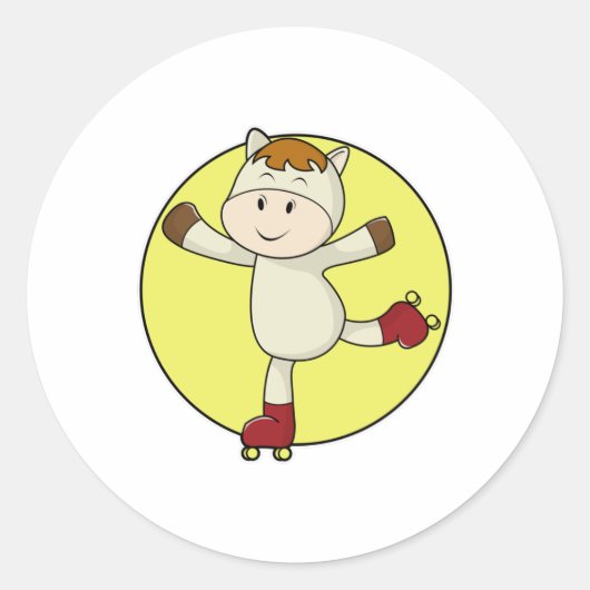 Paarden als gealigneerd skater en gealigneerde Sch Ronde Sticker (Voorkant)