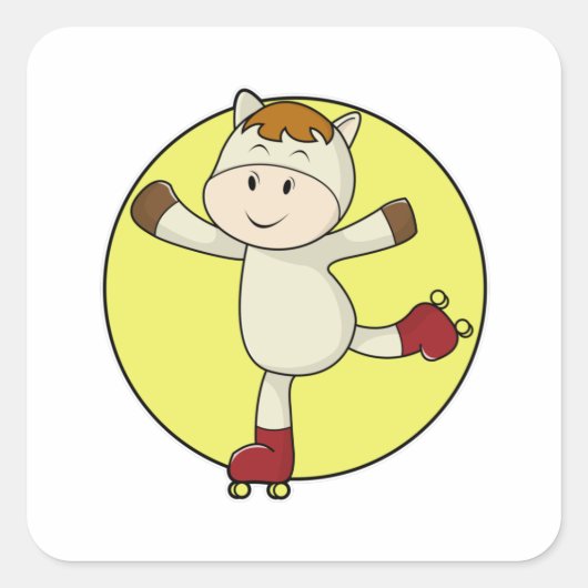 Paarden als gealigneerd skater en gealigneerde Sch Vierkante Sticker (Voorkant)