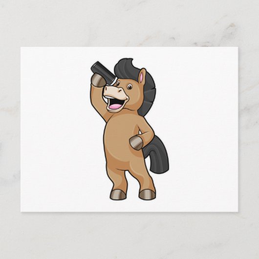 Paarden als hairdresser met comb briefkaart (Voorkant)