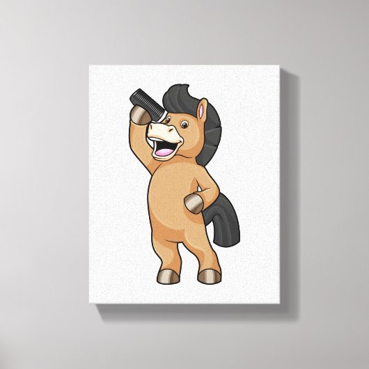 Paarden als hairdresser met comb canvas afdruk (Voorkant)