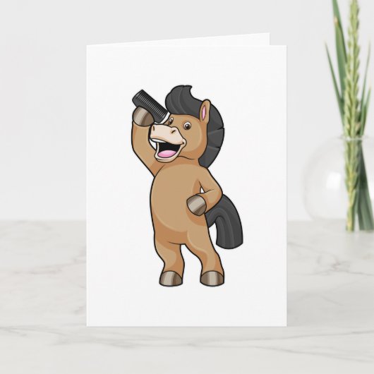 Paarden als hairdresser met comb kaart (Voorkant)