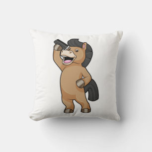 Paarden als hairdresser met comb kussen