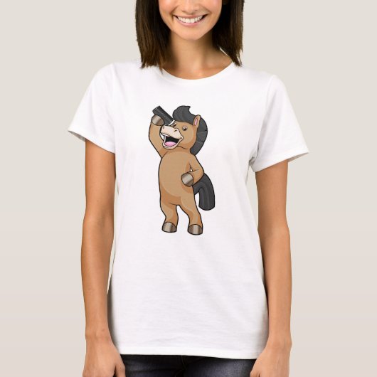 Paarden als hairdresser met comb t-shirt (Voorkant)