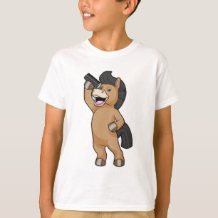 Paarden als hairdresser met comb t-shirt