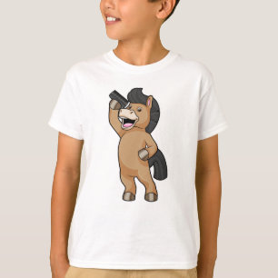 Paarden als hairdresser met comb t-shirt