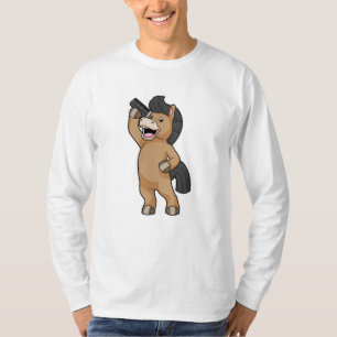 Paarden als hairdresser met comb t-shirt