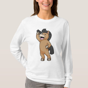 Paarden als hairdresser met comb t-shirt