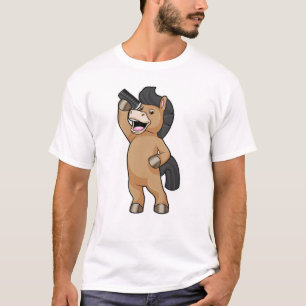 Paarden als hairdresser met comb t-shirt