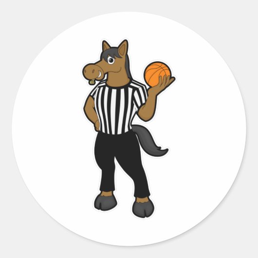 Paarden als referentie met Basketball & Whistle Ronde Sticker (Voorkant)