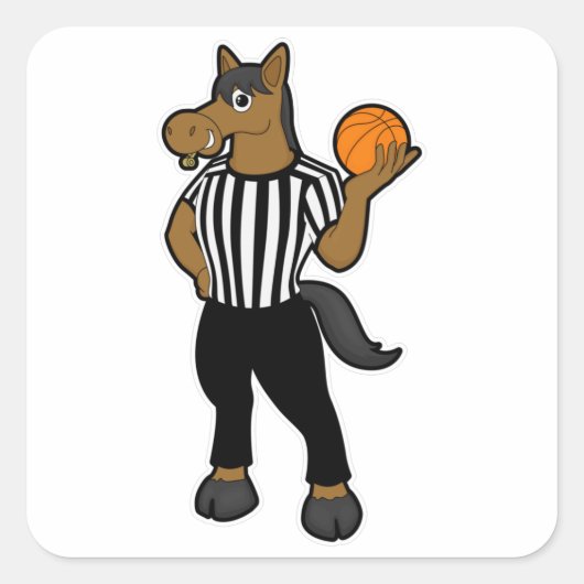 Paarden als referentie met Basketball & Whistle Vierkante Sticker (Voorkant)