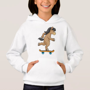 Paarden als Skater met skateboard