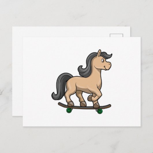 Paarden als Skater met skateboard Briefkaart (Voorkant / Achterkant)