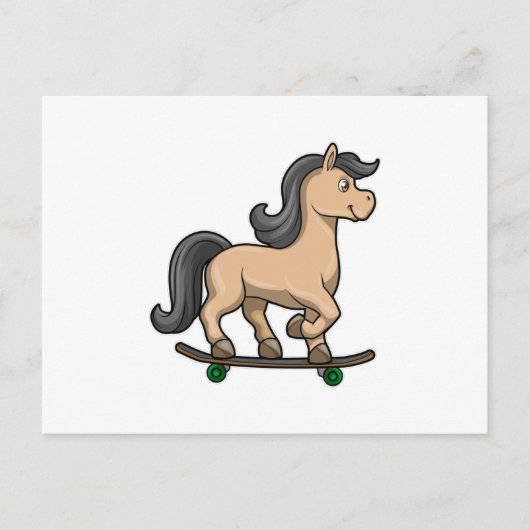Paarden als Skater met skateboard Briefkaart (Voorkant)
