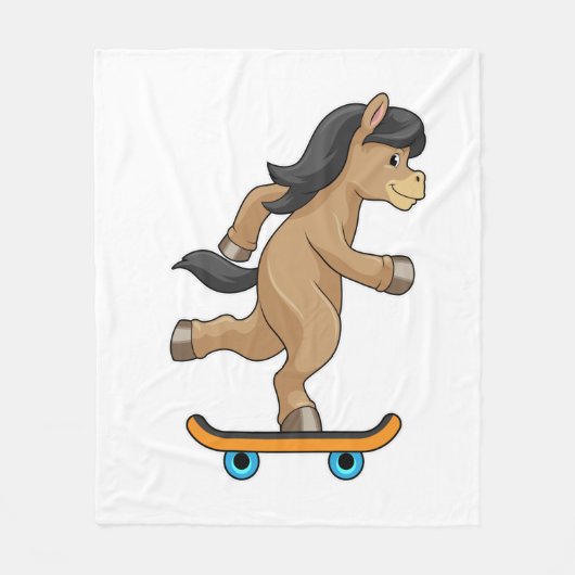 Paarden als Skater met skateboard Fleece Deken (Voorkant)