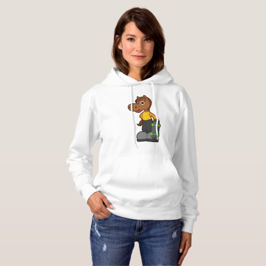 Paarden als Skater met skateboard Hoodie (Voorkant volledig)