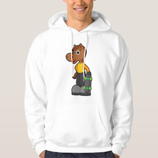 Paarden als Skater met skateboard Hoodie (Voorkant)