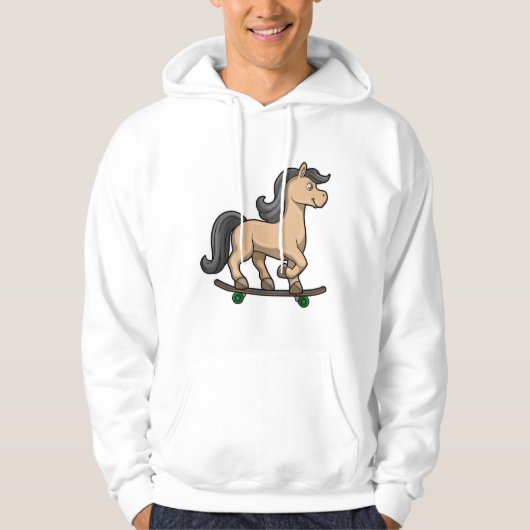 Paarden als Skater met skateboard Hoodie (Voorkant)