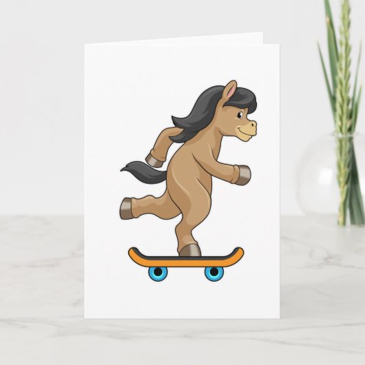 Paarden als Skater met skateboard Kaart (Voorkant)