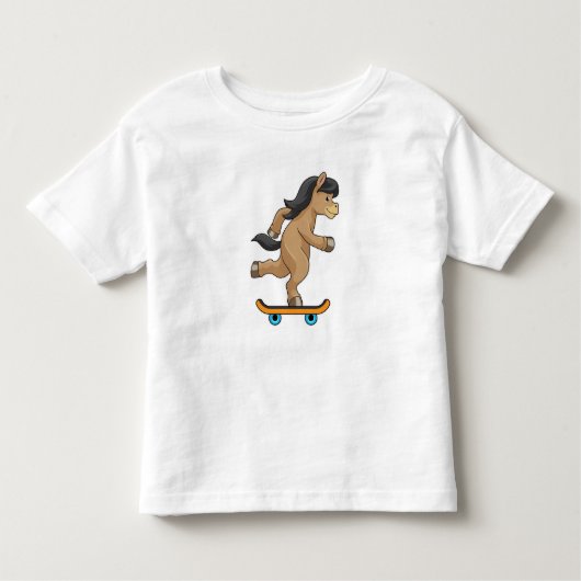 Paarden als Skater met skateboard Kinder Shirts (Voorkant)